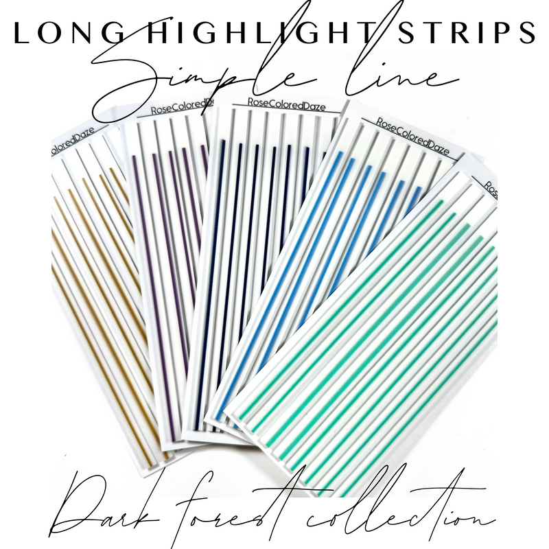 Long Color Strip LONG Highlight Strips - Simple Line - Dark Forest Colors – Rose Colored ...
