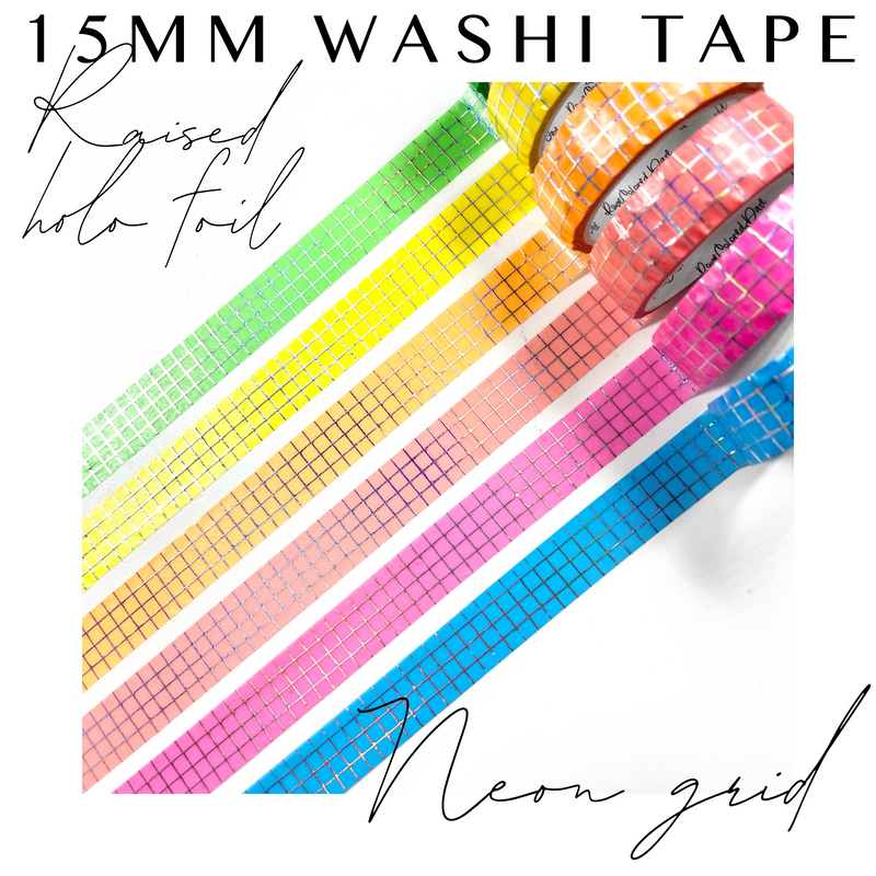Raised Foil Washi Tape - NEON GRID 15mm *OOPS Discounted*