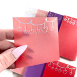 Vellum Sticky Notes- Doodle Hanging Hearts- LIPSTICK RED