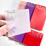 Vellum Sticky Notes- Doodle Hanging Hearts- CLEAR (no color)