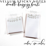 Vellum Sticky Notes- Doodle Hanging Hearts- CLEAR (no color)