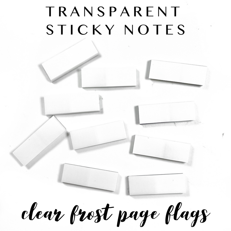 Transparent Sticky Notes - Clear Frost Page Flags - Set of 10