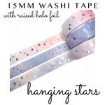 Raised Foil Washi Tape - Hanging Stars - Pastel Collection