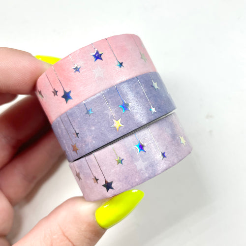 Raised Foil Washi Tape - Hanging Stars - Pastel Collection