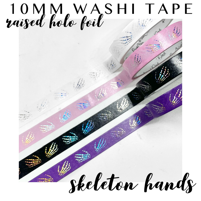 Raised Foil Washi Tape - 10mm - Skeleton Hands