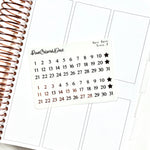 FOILED- Date Dot Stickers on Clear Paper