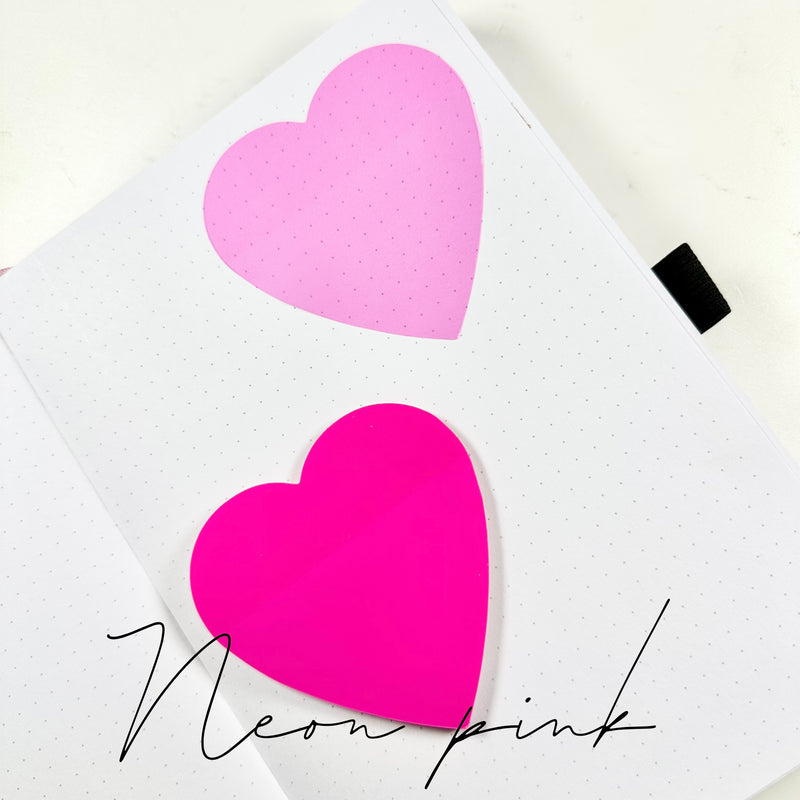 Transparent Sticky Notes - 3" Heart Shaped - Neon Collection